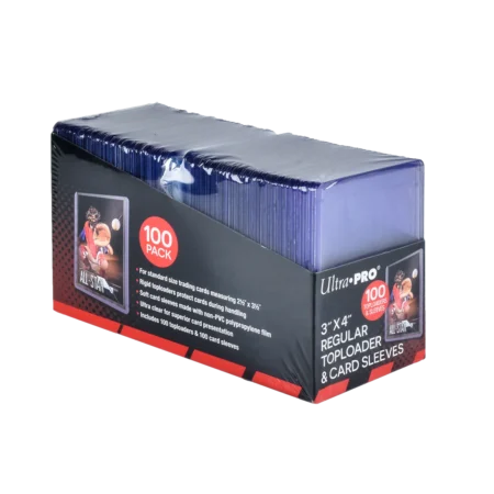 Ultra PRO Clear Regular Toploaders and Soft Sleeves Bundle (100 Toploaders & 100 Sleeves) for Standard Size Cards 3" x 4" (63.5mm x 88.9mm)